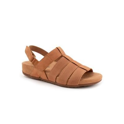 Wide Width Women's Burnaby Adjustable Strap Sandal by SoftWalk in Tan Nubuck (Size 7 1/2 W)