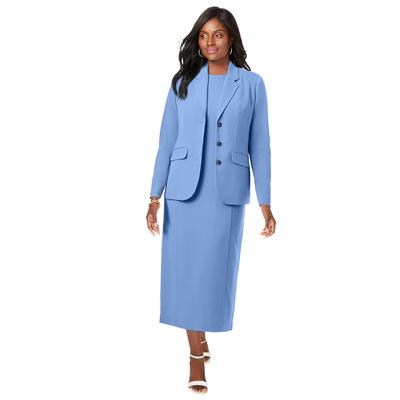 Plus Size Women's 2-Piece Stretch Crepe Single-Breasted Maxi Jacket Dress by Jessica London in French Blue (Size 26 W)