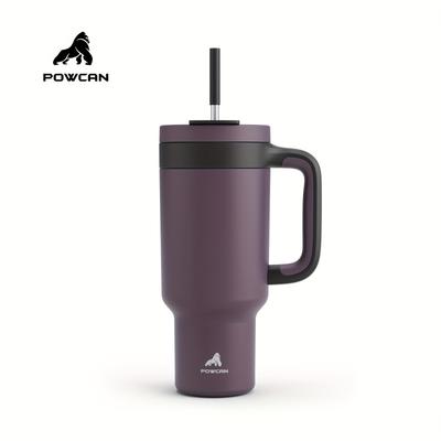 TEMU [popular ] Powcan 40oz Insulated Stainless Steel With Dual Handles, Leakproof & Dishwasher Safe - Includes Straw And Sip Lid For Hot And Cold Beverages, Industrial & Scientific