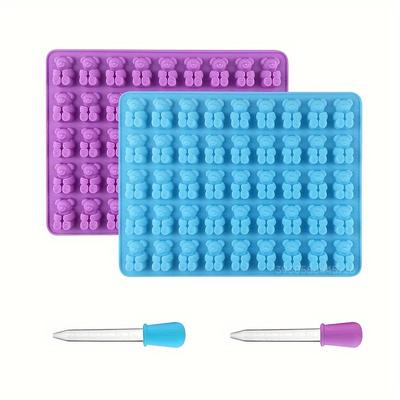 TEMU 1 Inch Large Gummy Bear Mold Molds, Silicone Gummy Molds Chocolate Molds Bpa Free With 2 Or 3 Droppers, Set Of 2or 3 Image