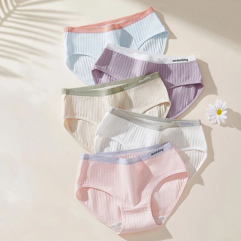5 Teile/satz Frauen Höschen Atmungsaktive Baumwolle Unterwäsche Nette Brief Mädchen Briefs Weiche Panty Sexy Unterhose Low-Rise Weibliche Dessous Image