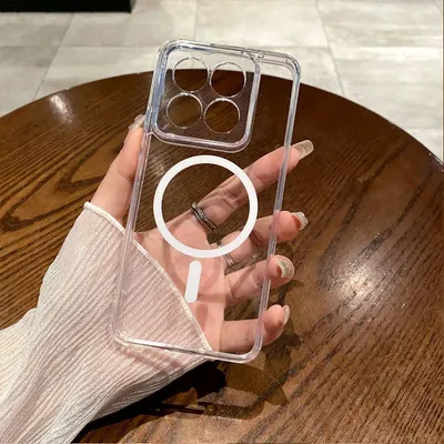 Luxus transparente Magnet gehäuse für For Xiaomi Mi 14 13 12 Ultra 13t 12t Pro stoßfest für For Magsafe Wireless Charging Back Cover