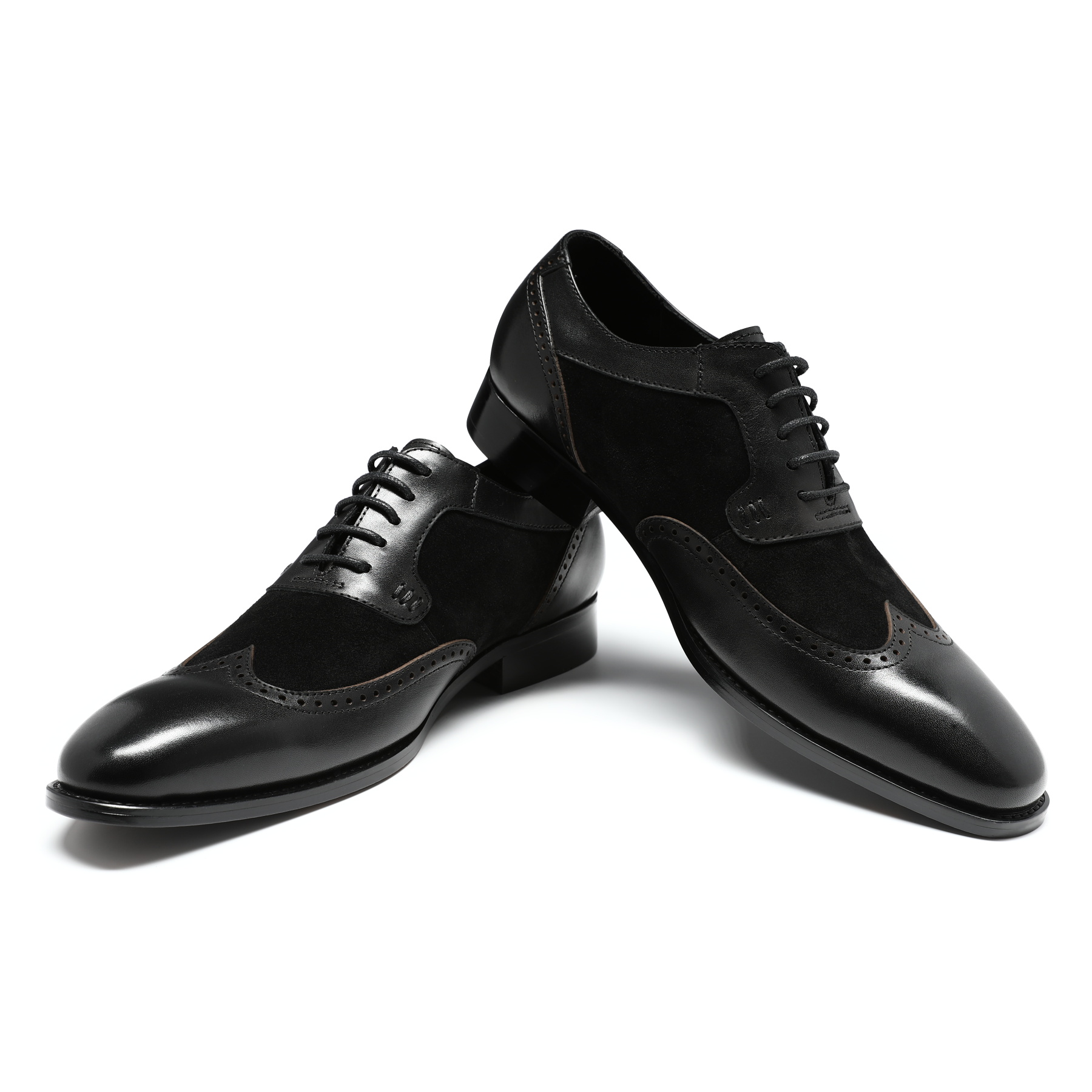Herrenschuh mit klassischer Ziernaht Businessschuh Glattleder Halbschuh Schwarz Image