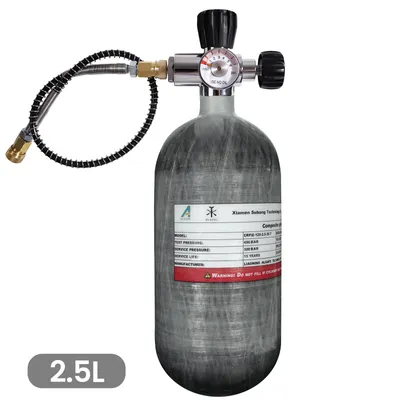 TUXING 300Bar 2.5L Carbon Fiber Cylinder with Gauge Inflation Valve HPA Tank High Pressure Cylinder