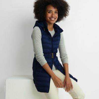 Wanderweight Down Ultralight Packable Belted Gilet, Women, size: 14-16, regular, Blue, Nylon, by Lands' End