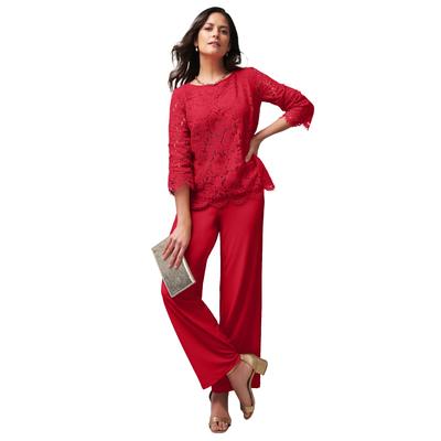 Plus Size Women's Popover Lace Jumpsuit by Jessica London in Classic Red (Size 20 W)
