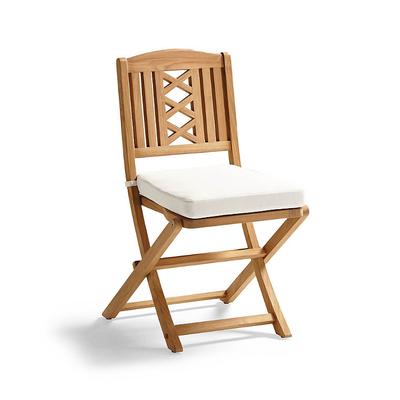 Set of 2 Eden Teak Folding Chair Cushion - Quick Dry, Restored Pebble - Frontgate