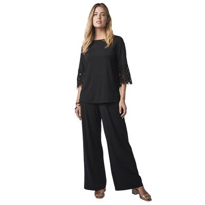 Plus Size Women's Lace Applique Top by Jessica London in Black (Size S)