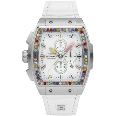 Chronograph HAEMMER GERMANY, weiß, Armbanduhren, Damen, Quarzuhr, Armbanduhr,Damenuhr,Lederarmband,digital,Datum,Stoppfunktion Image