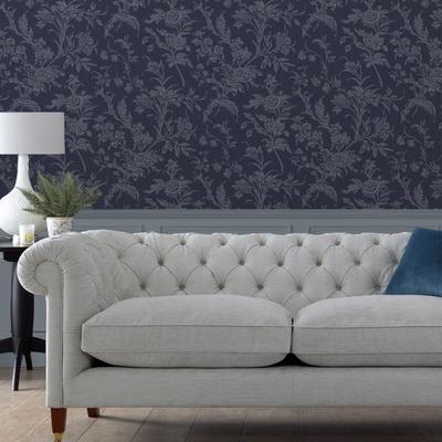 Vliestapete LAURA ASHLEY "Lloyd Midnight Seaspray", blau, B:0,52m H:10m L:10m, Vlies, Tapeten, 10mx52cm (ca. 5m2) Image