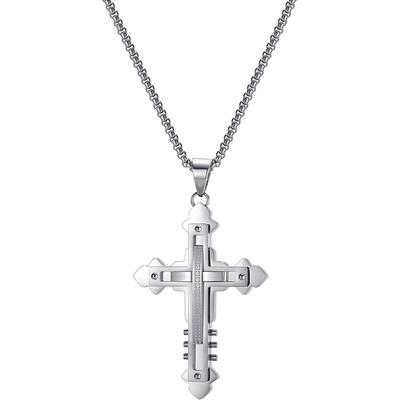 Kette mit Anhänger FIRETTI "Schmuck Geschenk Edelstahl Halsschmuck Halskette Venezianerkette Kreuz", silber (edelstahlfa