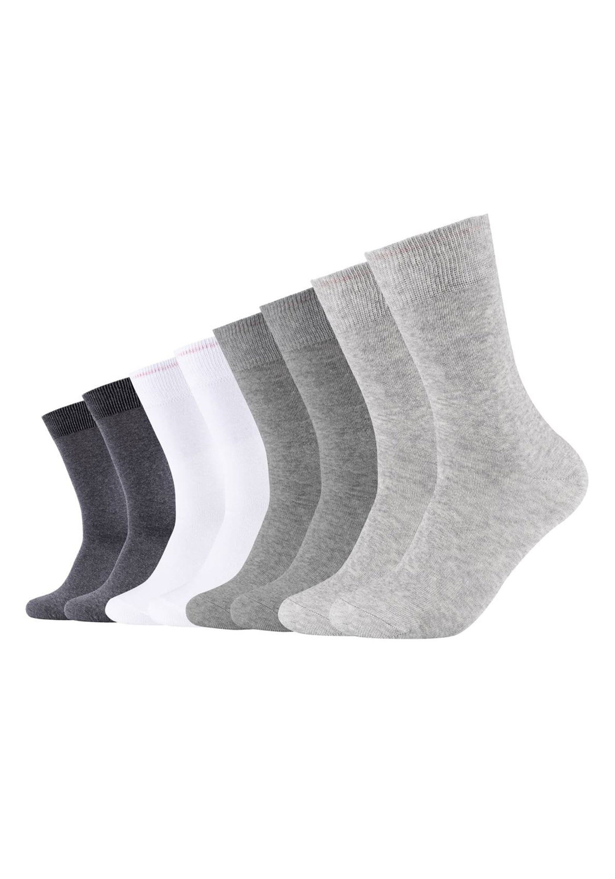Kurzsocken S.OLIVER "Socken 8er Pack", Herren, Gr. 43-46, weiß (weiß, grau), Obermaterial: 80% Baumwolle CO. 15% Polyamid PA. 5% Elasthan EL., Socken