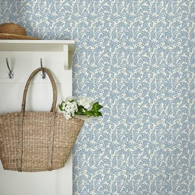 Vliestapete LAURA ASHLEY "Cariad Spray", blau, B:0,52m H:10m L:10m, Vlies, Tapeten, 10mx52cm (ca. 5m2) Image