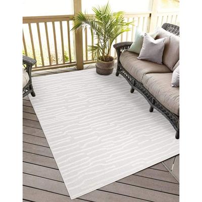 Teppich CARPET CITY "In-& Outdoorteppich Santorini 450, 3D-Effekt, Gestreift", beige (creme), B:160cm H:5mm L:230cm, Polypropylen, Teppiche, Wetterfest & UV-beständig für Terrasse, Balkon, Küche, Flur Image