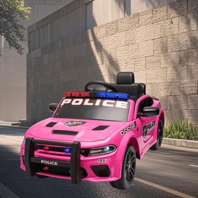 Battery Powered Realistic Dodge Charger Police Ride-On Car for Kids with 12V Battery, Safety Belt, and Adjustable Speeds