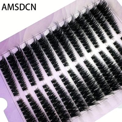 TEMU Amsdcn 14 Fluffy Eyelashes 50d/80d Independent Cat Eye Eyelashes - Reusable, Suitable For Beginners, Suitable For , Makeup Tool Image