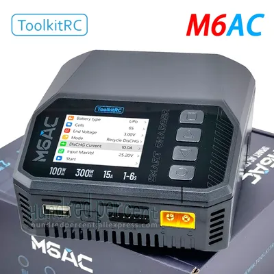 ToolkitRC M6AC Smart Lipo Batterie Ladegerät Entlader AC 120W DC300W MAX30A für 1-6S Batterie FPV Modell ersatzteil LiHV LIFE LILON Lithium-Batterie 1S 2S 3S 4S 5S 6S Drohnenbatterie Schnellade