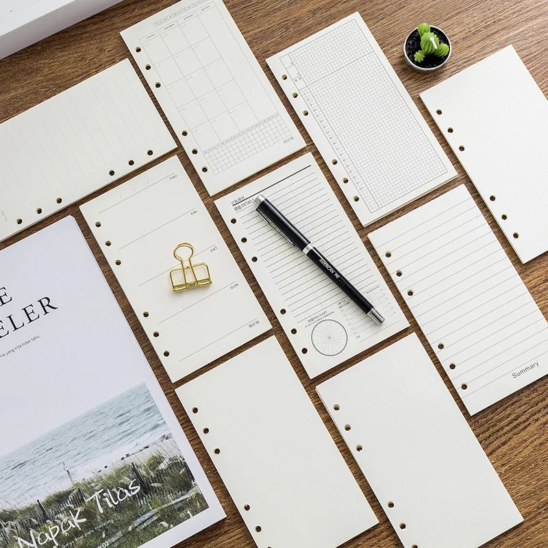 A6 40 Blatt Loseblatt-Notizbuch, Nachfüllung, Spiralbinder, Innenseitenraster, leere Linie, Tagebuch, Agenda, Planer, Schulbriefpapier Image