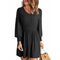 Damen Minikleid Casual kleid A Linie Kleid Stilvoll Basic Brautkleider schlicht Urlaub Täglich Regular Fit Glatt Ärmellos V Ausschnitt Schwarz Grün Khaki Sommer Frühling