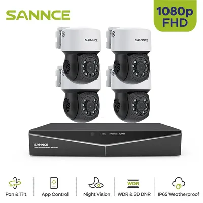 SANNCE 2MP HD Video Surveillance System Kit 4CH 1080N Video Recorder 2PCS 4PCS 1080P High Clarity