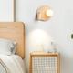 Modern Yellow Travertine Wall Sconce Rotatable Wood Wall Lamp with Milk White Glass Shade Wabi Sabi Round Indoor Wall Sconces Adjustable Bedside Reading Light for Bedroom 110-240V 10W