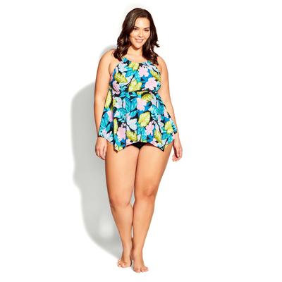 Plus Size Women's Hanki Print Tankini Top by Avenue in Tahiti Floral (Size 30)