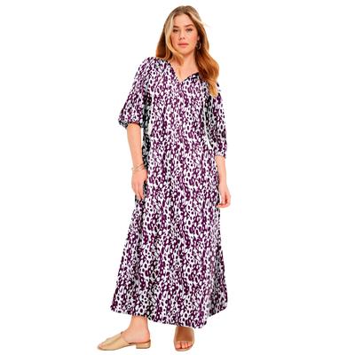 Plus Size Women's Halcion Boho Maxi Dress by June+Vie in Abstract Waves (Size 14/16)