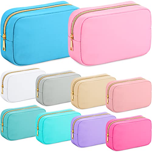 Sweetude 10 Pieces Nylon Makeup Bag Cosmetic Bags for Women Reusable Makeup Organizer Bag Cosmetic Travel Bag Big Capacity Toiletry Travel Organizer with Zipper, Colorful