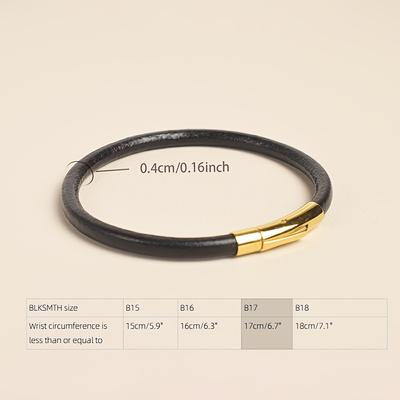 TEMU Black Genuine Leather Bangle Simple Luxury Style Daily Wear Accessories Trendy Female Gift Gift For Image