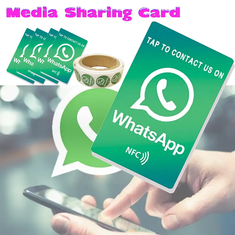 5/10 Social Media Sharing Card Wiederverwendbare Review-Tap-Karte NFC-Tap-Karten Steigern Sie Ihr Unternehmen WhatsApp-Bewertungen Tap NFC-Aufkleber-Tag Image