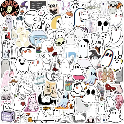 100 stücke kawaii geist karikatur graffiti halloween für wasser flasche laptop skateboard scrap book gepäck kinder spielzeug Image