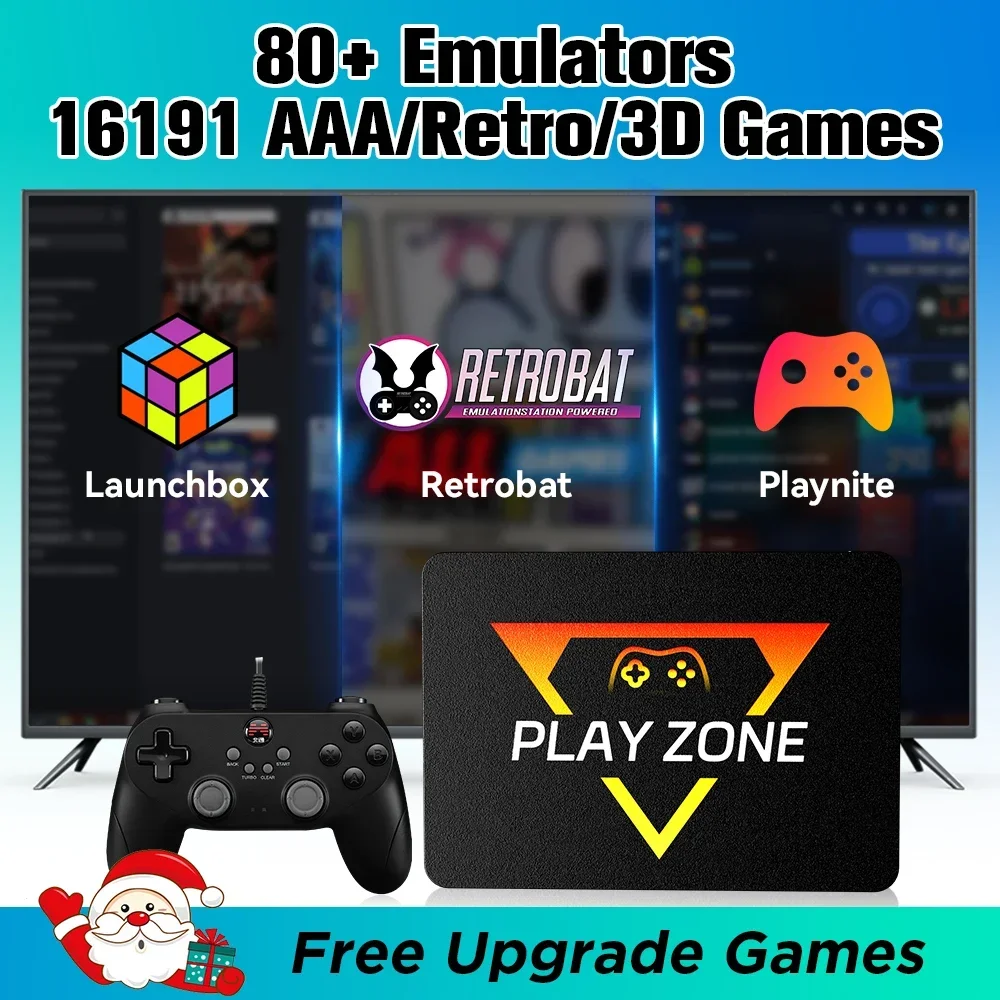 Tragbare Retro-Gaming-SSD 80 + Emulatoren für PS5/PS4/PS3/PS2/XBOX One/SWITCH/WII/DC 16191 Spiele Launchbox & Retrobat & Playnite für PC