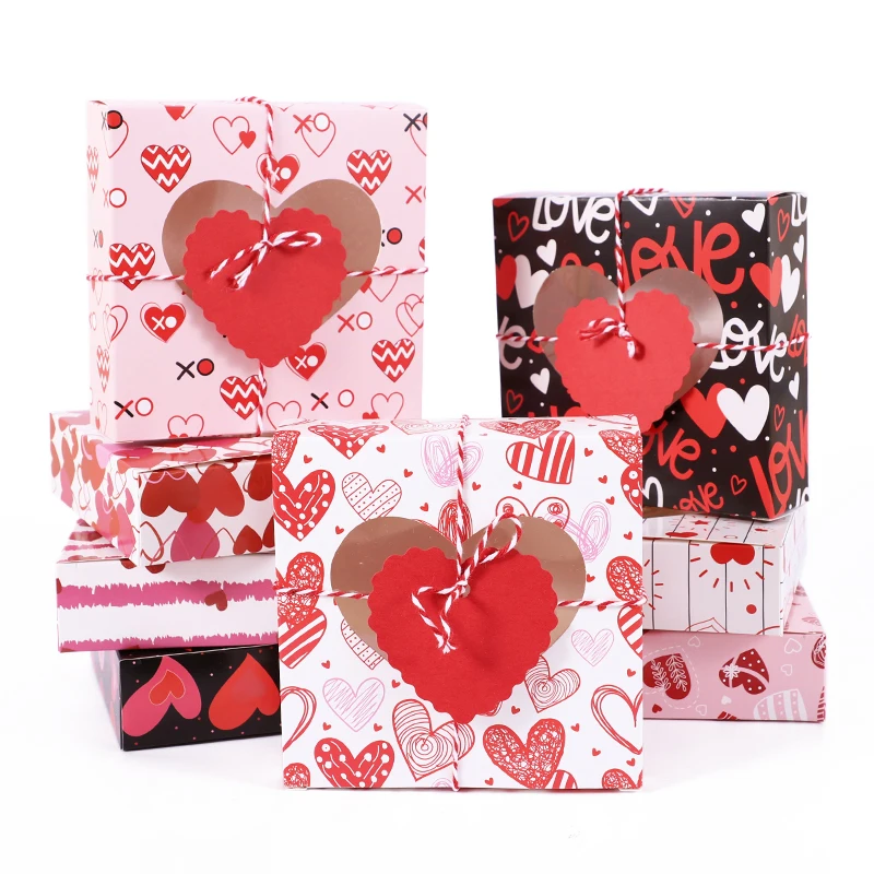 8 Stücke Valentinstag Süßigkeiten Schokolade Boxen Liebe Herz Fenster Cookie Geschenke Verpackung Box Tasche Für Hochzeit Dekoration Image
