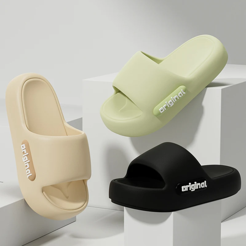 Dicker Boden, Wolkenhausschuhe, Damenmode, Briefdruck, Plateausandalen, Damen, 2022, bequeme Strandkissenrutschen mit weicher Sohle