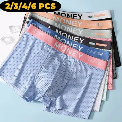 2/3/4/6 PCS Herren-Unterwäsche aus Eisseide, Mesh-Graphen, antibakteriell, im Schritt und flacher Image