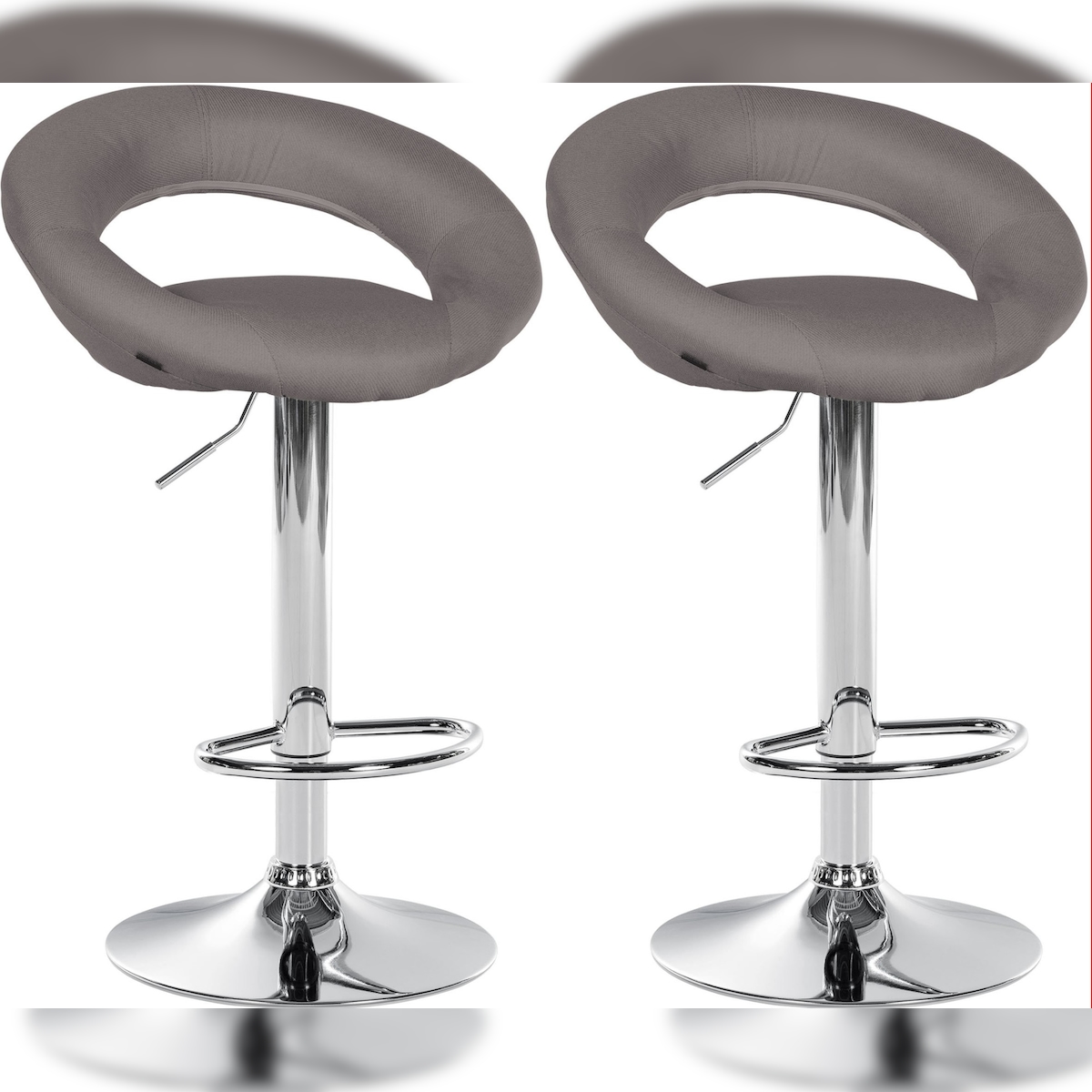 CLP 2er Set Barhocker Olinda Stoff grau/chrom Image