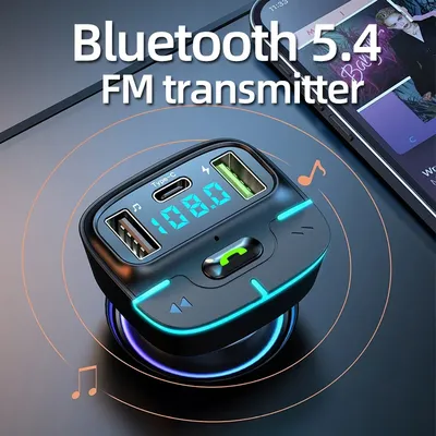 Bluetooth 5.4 FM transmitter car MP3 music U Disk player hands-free call car charger fast charging