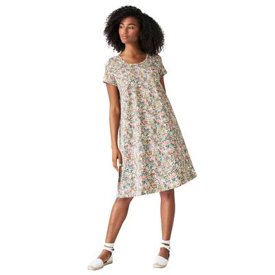 Plus Size Women's A-Line Knit Tee Dress by ellos in Grey Spruce Ditsy Floral (Size 34/36)