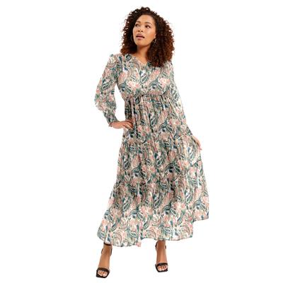 Plus Size Women's Tiered Lorelai Maxi Dress by June+Vie in Blurred Paisley Floral (Size 30/32)