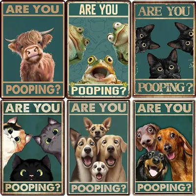 Retro-Blechschild „Vintage Are You Pooping“-Schilder für Badezimmer, Toilette, Wand, Toilette, Image