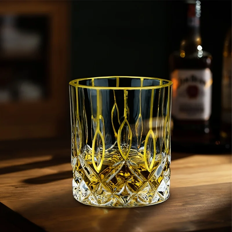 Whiskyglas Gold Line Wein Whiskygläser Golden Painted Crystal Barware Multifunktionsbier Cocktail Home Wasser Kaffeetasse Image