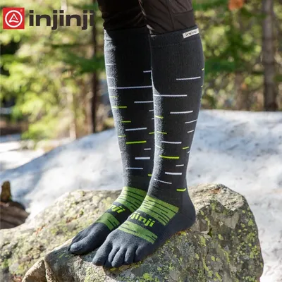 Injinji five-fingered socks long warm sports thick running socks in autumn and winter.