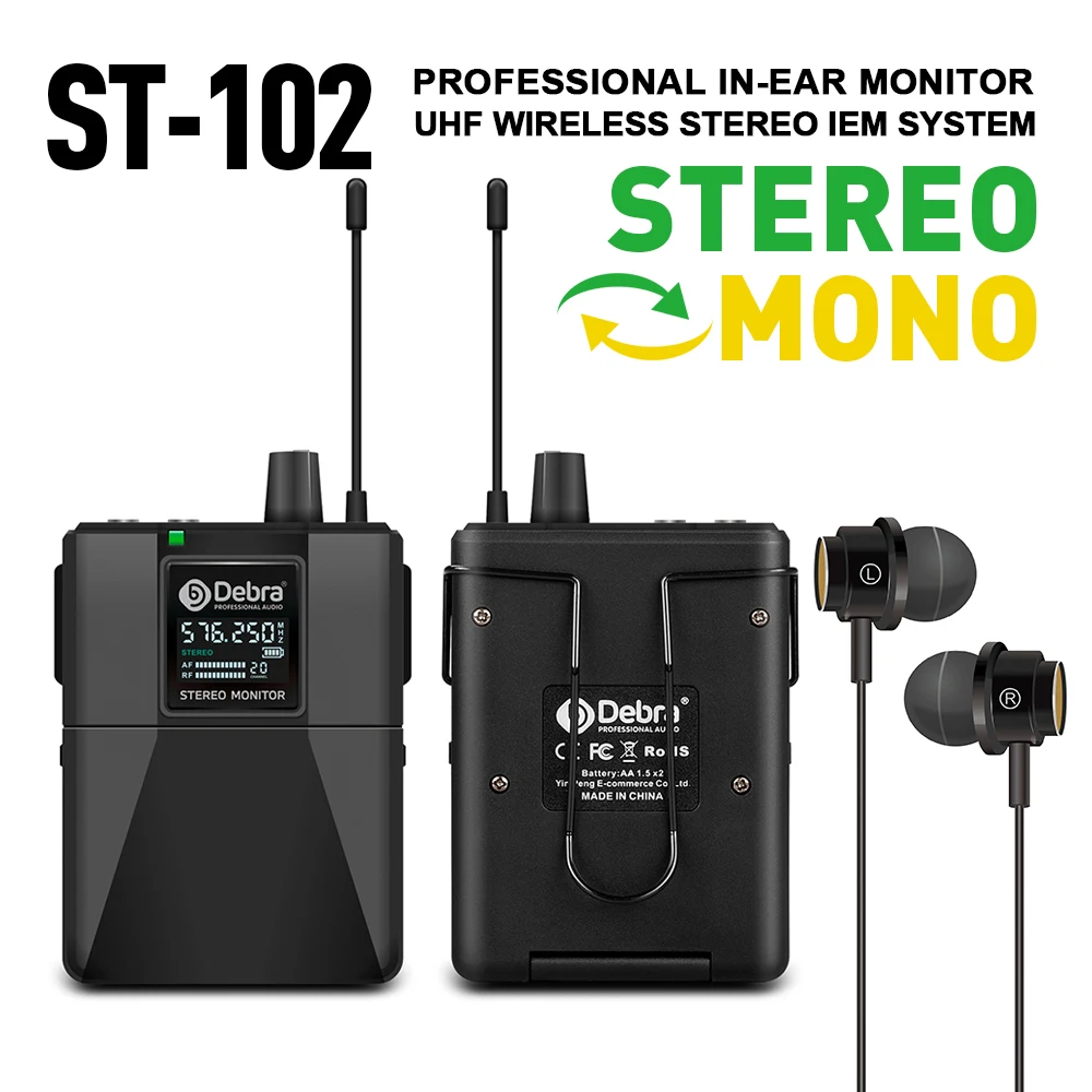 Debra-Audio empfänger für ST-102 drahtloses Stereo-In-Ear-Monitor-System für profession elles Stage Recording Studio Drummer-Instrument Image