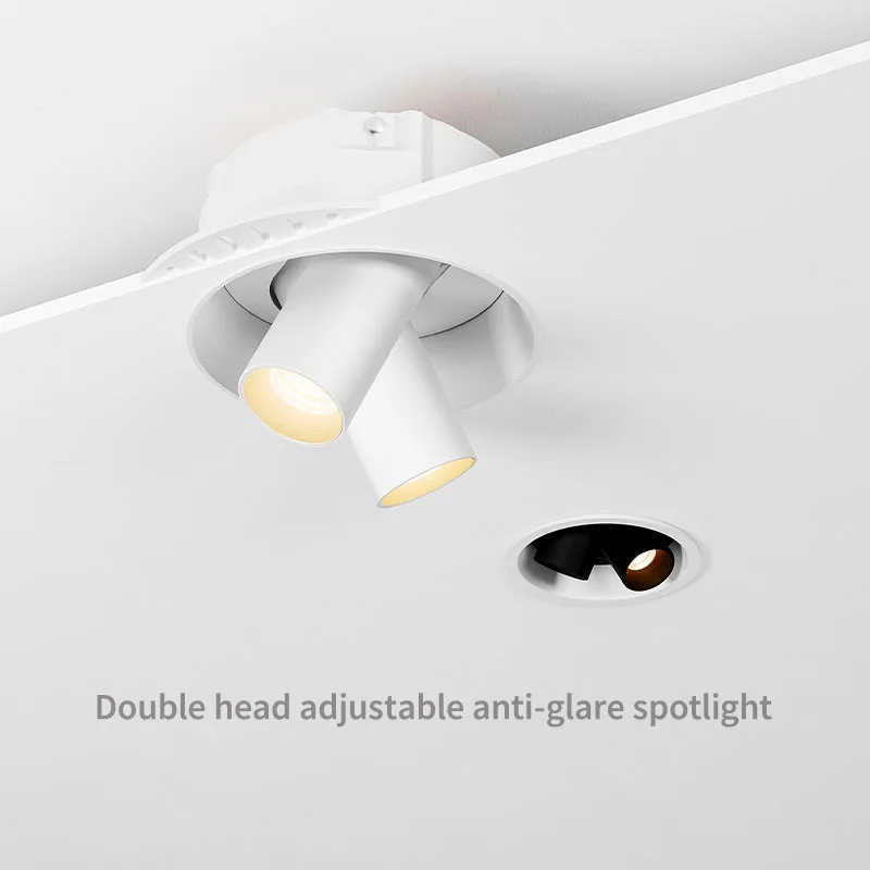 Aisilan 3,9-Zoll-LED-Einbaustrahler, Downlight, verstellbarer Winkel, Doppelkopf, blendfrei, CRI97, randlose Wand- und Deckenbeleuchtung