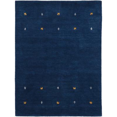 Wollteppich CARPETFINE "Gabbeh Uni, auch als Läufer und Rund erhältlich", blau, B:200cm H:15mm L:250cm, Wolle, Teppiche, reine Wolle, handgewebt, Gabbeh Loom Tiermotiv, große Farbauswahl Image