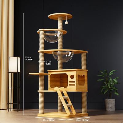 54.33 Cat Tree/Cat Tree House and Towers for Large Cat/Cat Climbing Tree with Cat Condo/Cat Tree Scratching Post/Multi-Level Large Cat Tree