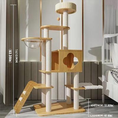 69 Inches Cat Tree/Cat Tree House and Towers for Large Cat/Cat Climbing Tree with Cat Condo/Cat Tree Scratching Post/Multi-Level Large Cat Tree