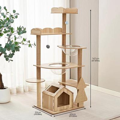 57.87 Cat Tree/Cat Tree House and Towers for Large Cat/Cat Climbing Tree with Cat Condo/Cat Tree Scratching Post/Multi-Level Large Cat Tree