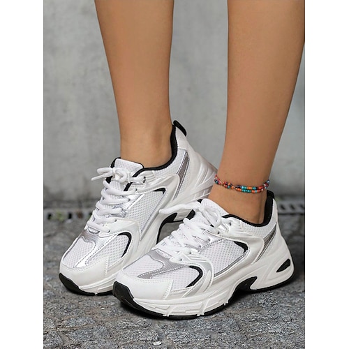 blaue sportliche Sneaker für Damen mit Mesh-Obermaterial und gepolsterter Sohle – stylische Laufschuhe für Sport, Wandern und Freizeit Image