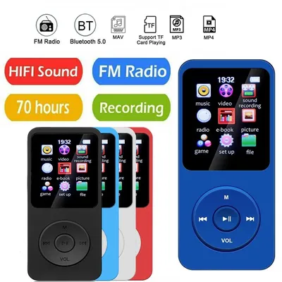 1.8 inch MP3 MP4 Music Player Push Button Bluetooth 5.0 Student Walkman Support 32GB Card Built-in